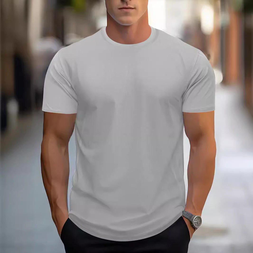Ice silk quick-dry training tee in black, front view