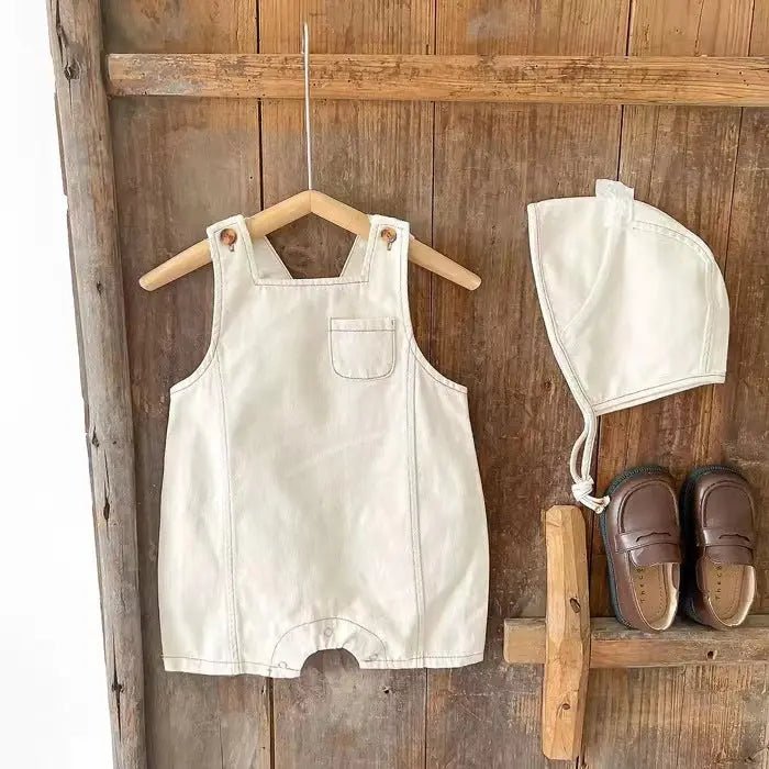 Adorable Denim Suspender Overalls & Matching Hat Set for Babies - Undefyning Lynes