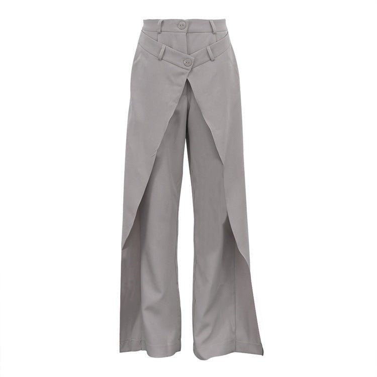 Asymmetric High-Waist Wide-Leg Pants – Women's Chic Casual Trousers - Undefyning Lynes