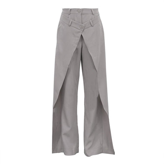 Asymmetric High-Waist Wide-Leg Pants – Women's Chic Casual Trousers - Undefyning Lynes