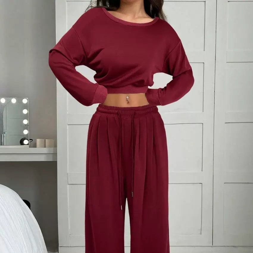 One-Shoulder Knit Two-Piece Set in black