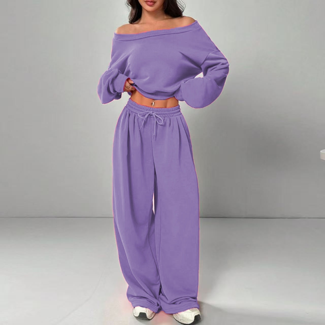 One-Shoulder Knit Two-Piece Set in coffee