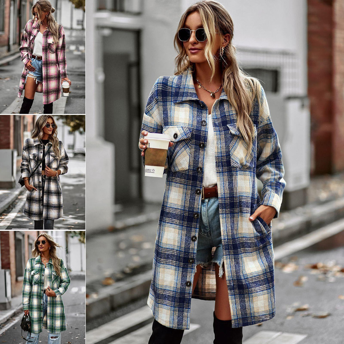 Rowan Long Plaid Coat, view 1