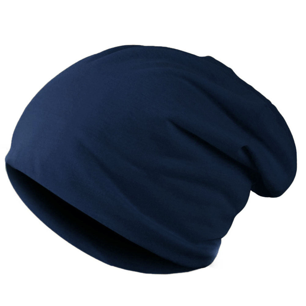 Cotton Rolled-Brim Beanie in black