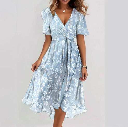 Breezy Chiffon Midi Dress in blue