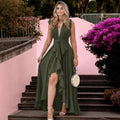 Knotted V-Neck Evening Dress - front view