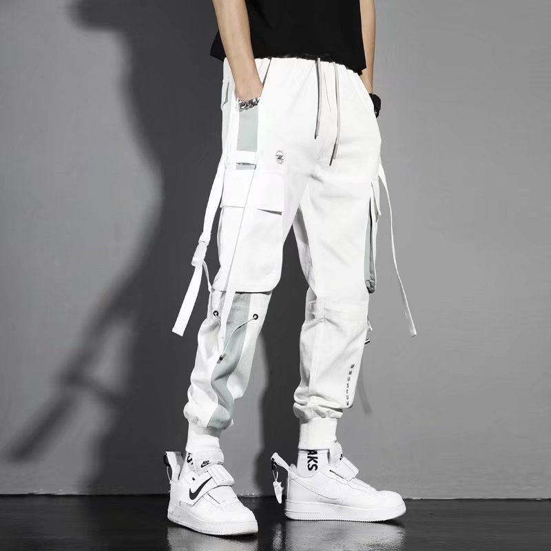 Tapered-Cuff Cargo Pants in white-blue