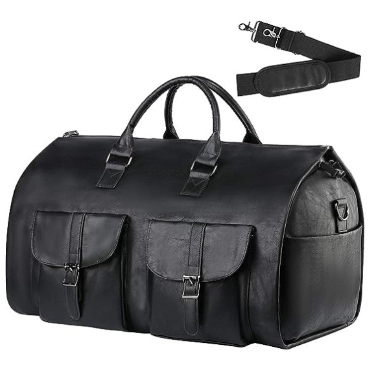 Duffel bag carried by the shoulder strap