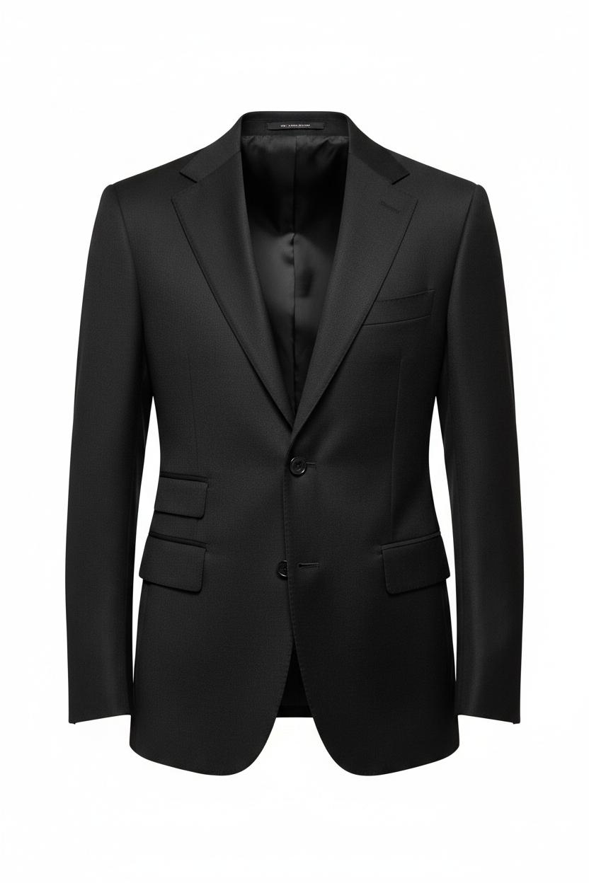 Black suit jacket product shot