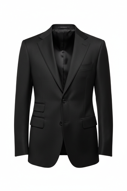 Black suit jacket product shot