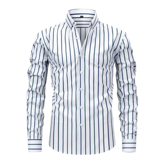 Boardroom Stripe — Men's Long-Sleeve Striped Button-Up Dress Shirt - Undefyning Lynes