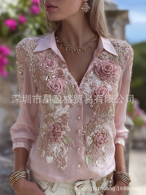Bohemian Rose Embroidered Linen-Blend Shirt – Free Spirit, Undefyned - Undefyning Lynes