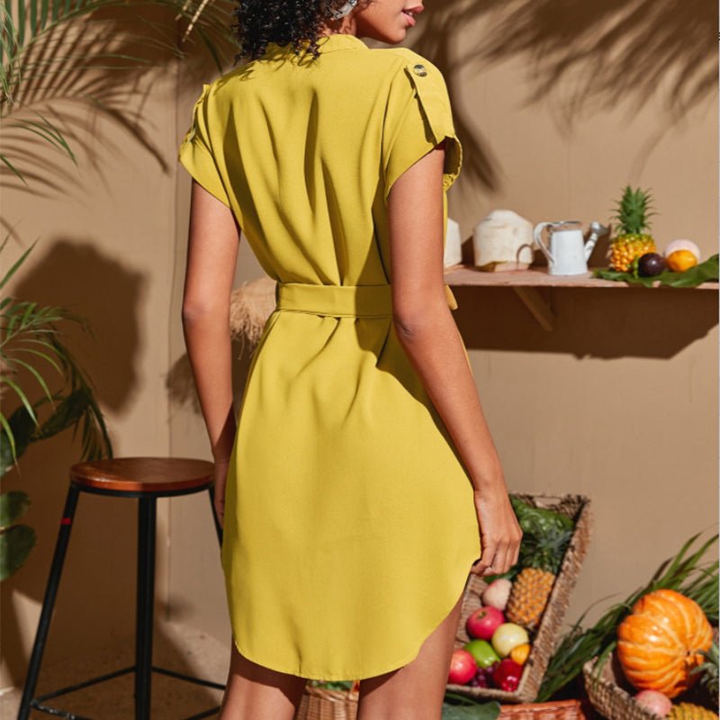Bowknot V-Neck Wrap Dress | Women's Belted Summer Dress - Undefyning Lynes