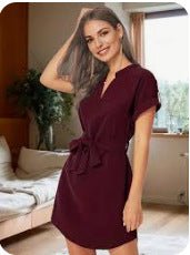 Bowknot V-Neck Wrap Dress | Women's Belted Summer Dress - Undefyning Lynes