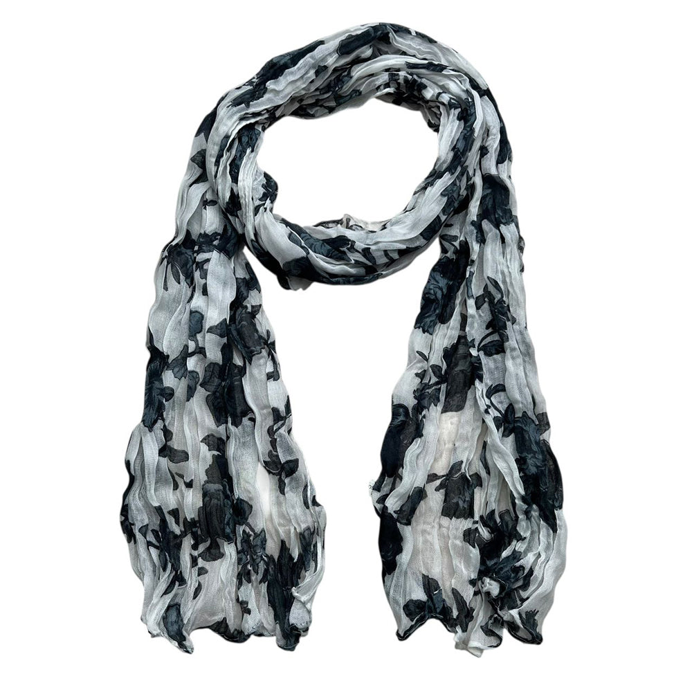 Monochrome Crinkle Scarf with black and white crinkle texture, view 3