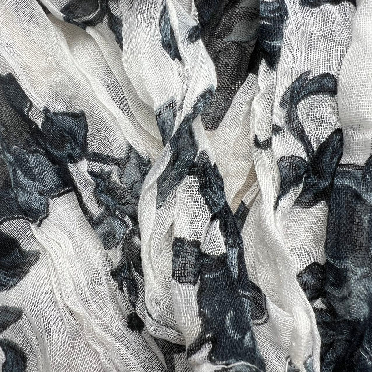 Monochrome Crinkle Scarf with black and white crinkle texture, view 2