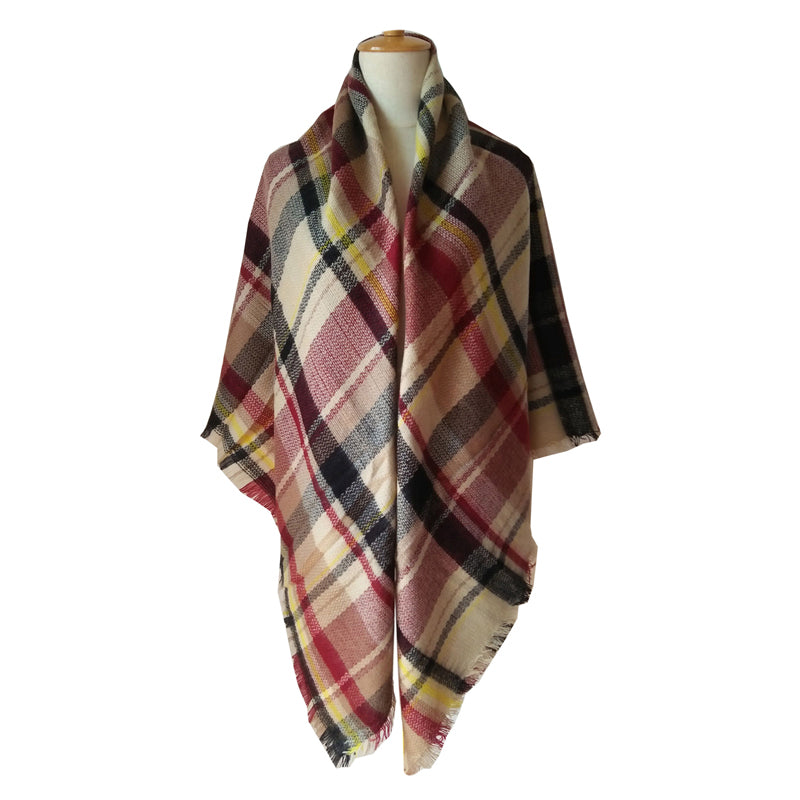 Highland Tartan Blanket Scarf in red plaid, view 5