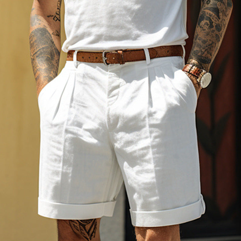 Linen Chino Short — linen fabric close-up — Undefyning Lynes (3 of 10)