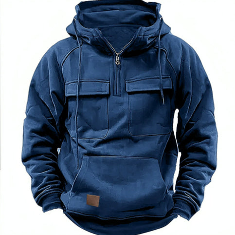 Zip-up Sports Hoodie With Drawstring And Pocket — worn view