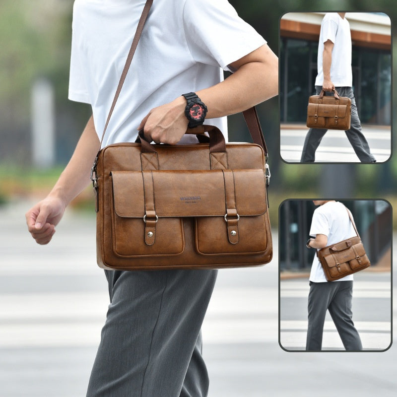 Undefyning Lynes Men's Business Shoulder Briefcase — Large Capacity Crossbody Undefyning Lynes