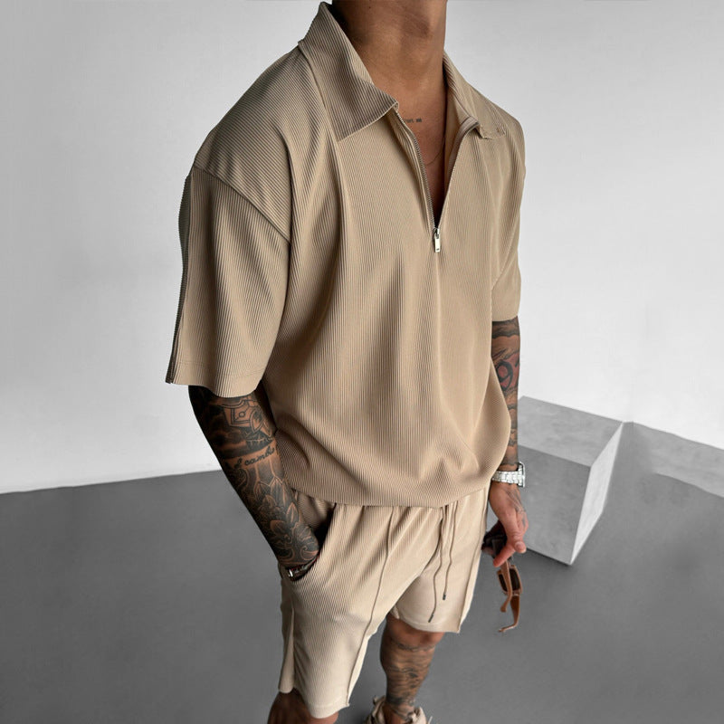 Men's Zipper Polo and Shorts Set — side view — Undefyning Lynes (8 of 10)