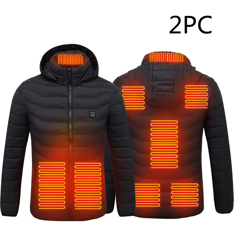 Heated jacket in blue, full front view
