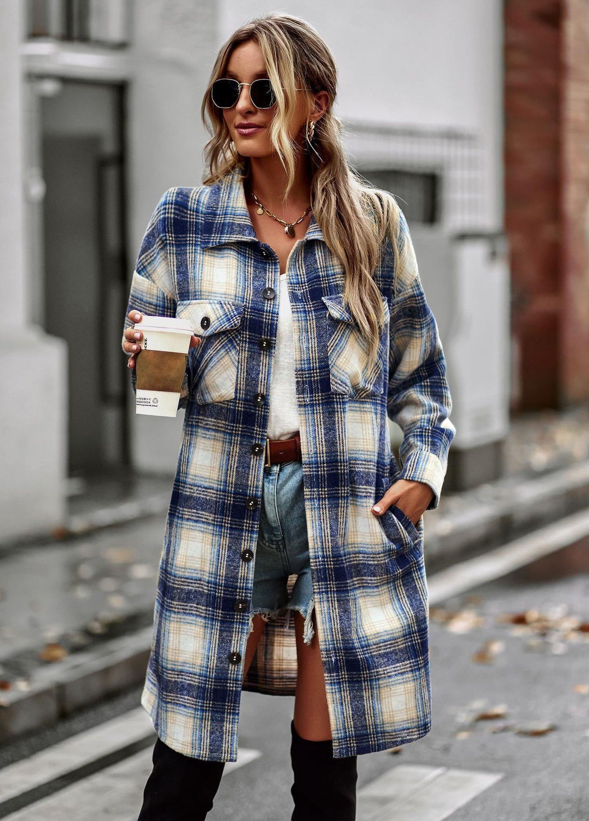 Rowan Long Plaid Coat, view 8