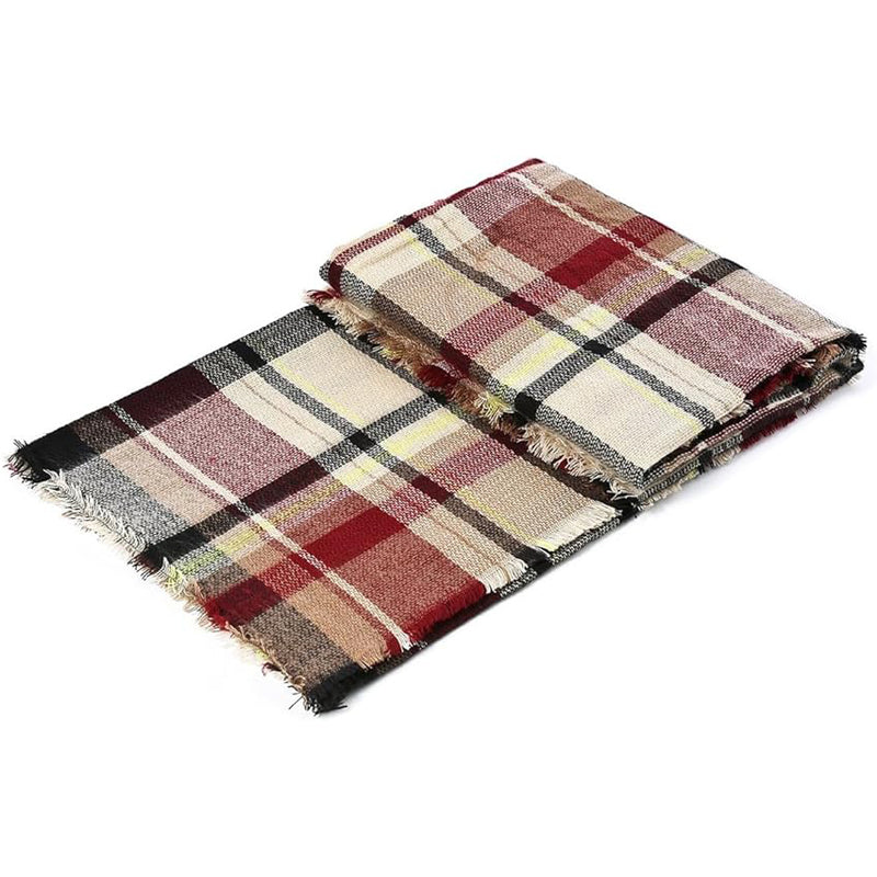 Highland Tartan Blanket Scarf in red plaid, view 2