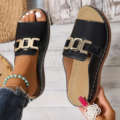 Chic Chain Wedge Sandals: Effortless Height Meets All-Day Comfort - Undefyning Lynes