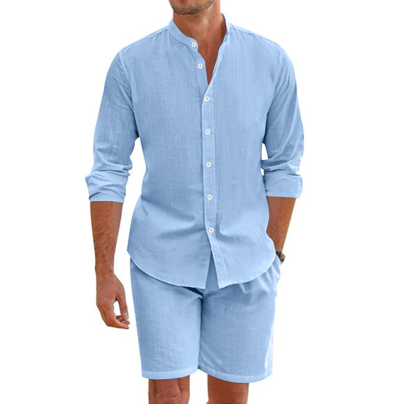 Coastal Breeze Men's Linen Blend Short Set: Effortless Summer Style - Undefyning Lynes