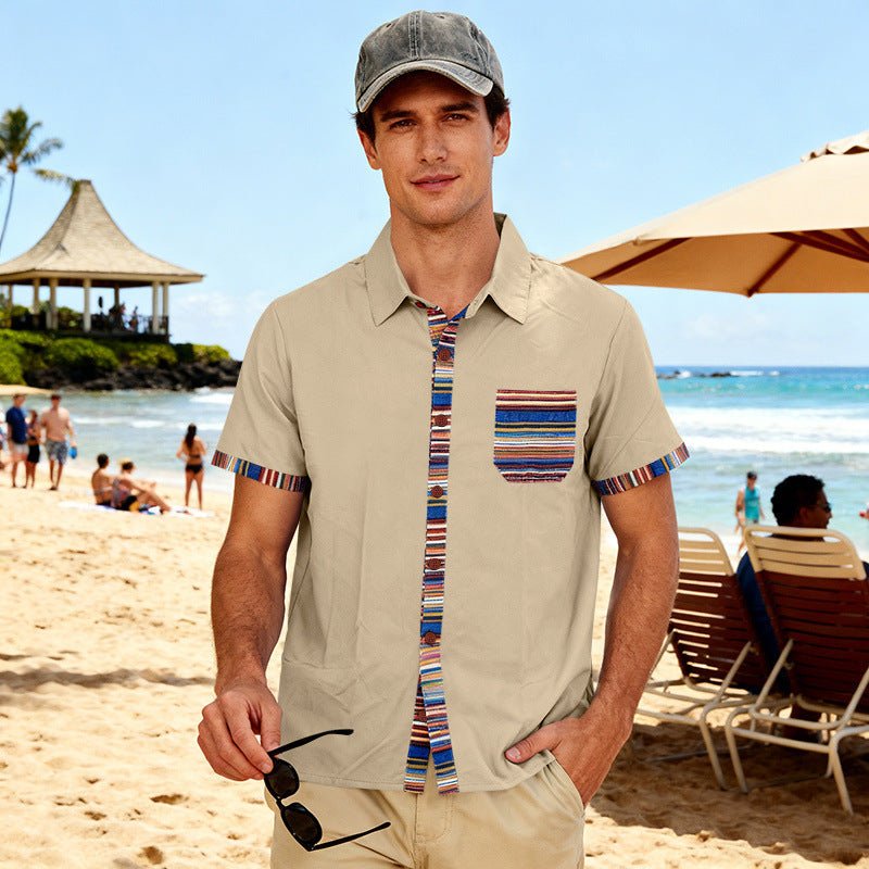 Coastal Contrast Short-Sleeve Shirt – Men's Relaxed Beach Casual - Undefyning Lynes