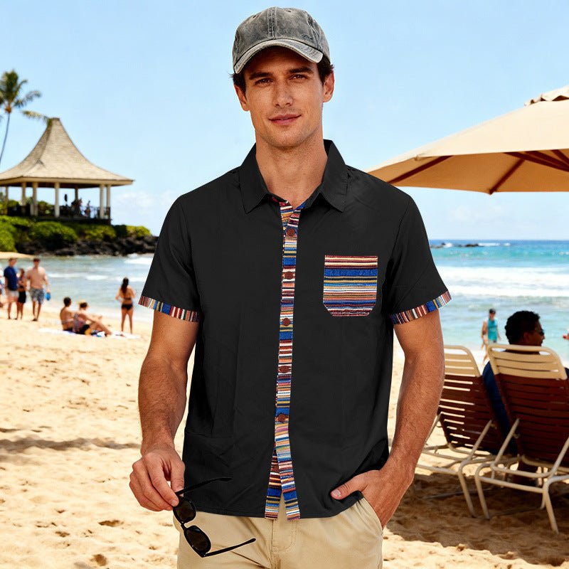 Coastal Contrast Short-Sleeve Shirt – Men's Relaxed Beach Casual - Undefyning Lynes