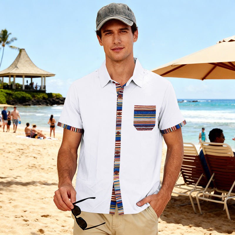 Coastal Contrast Short-Sleeve Shirt – Men's Relaxed Beach Casual - Undefyning Lynes