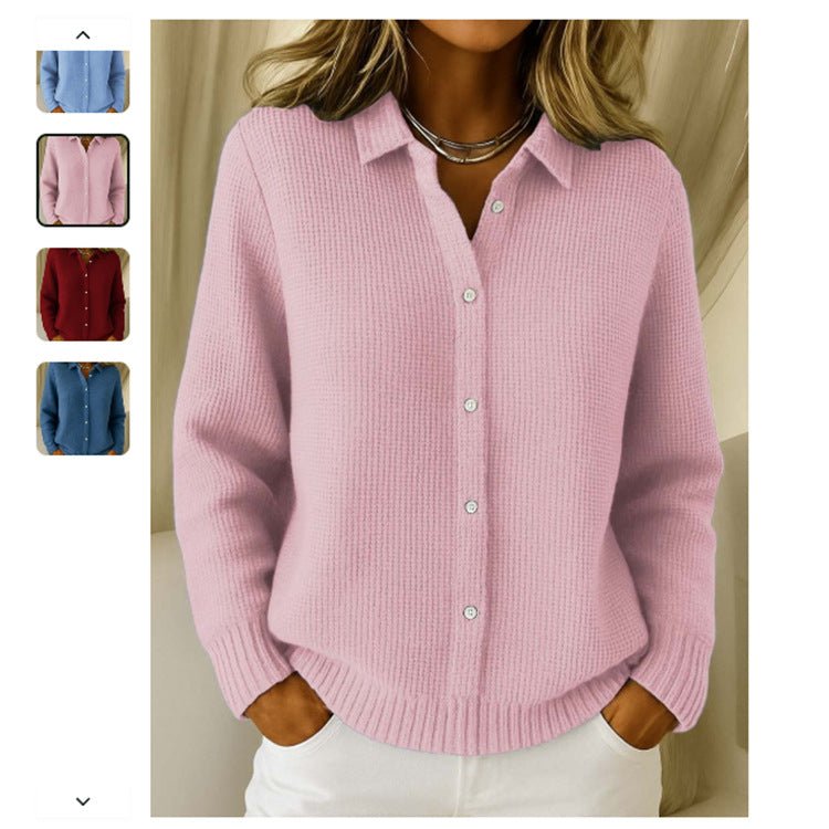 Cozy Button-Down Knit Lapel Sweater - Effortless Chic for Chilly Days - Undefyning Lynes