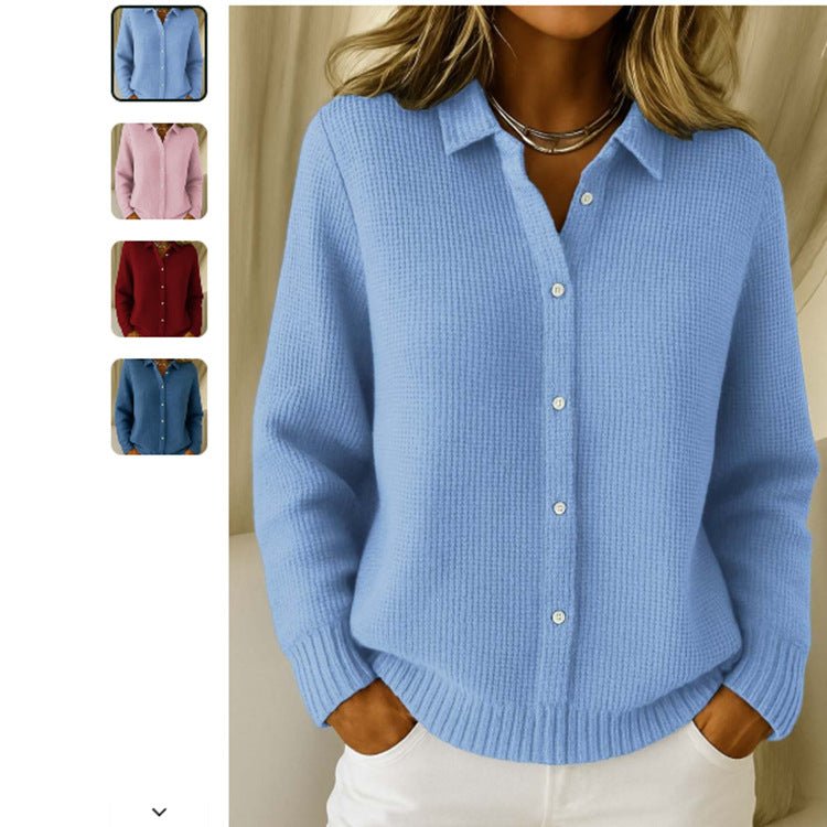 Cozy Button-Down Knit Lapel Sweater - Effortless Chic for Chilly Days - Undefyning Lynes