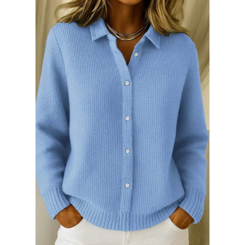 Cozy Button-Down Knit Lapel Sweater - Effortless Chic for Chilly Days - Undefyning Lynes