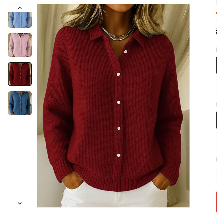 Cozy Button-Down Knit Lapel Sweater - Effortless Chic for Chilly Days - Undefyning Lynes
