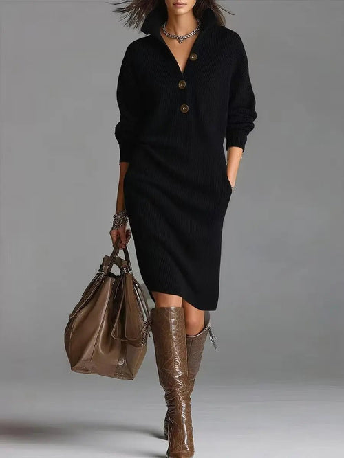 Cozy V-Neck Sweater Dress: Effortless Style Meets All-Day Comfort - Undefyning Lynes