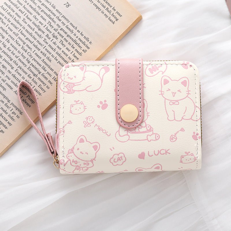 Cute Japanese-Style Women's Clutch Wallet – Printed PU, 4 Colors - Undefyning Lynes