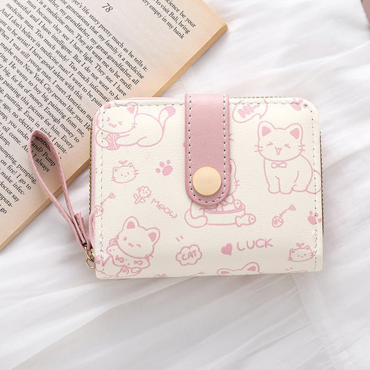 Cute Japanese-Style Women's Clutch Wallet – Printed PU, 4 Colors - Undefyning Lynes