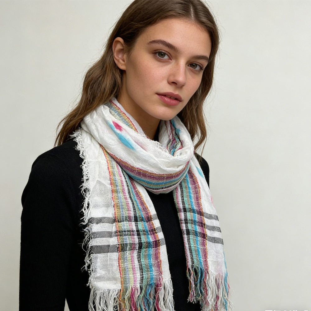 Prism Striped Fringe Scarf, view 7