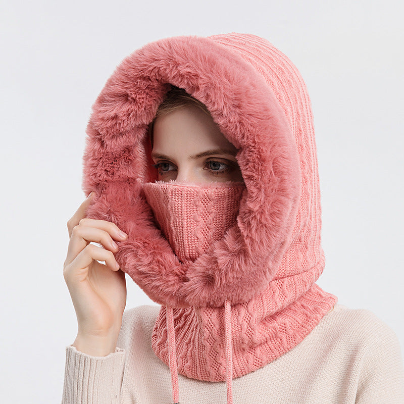 Plush Knit Scarf Hat in grey