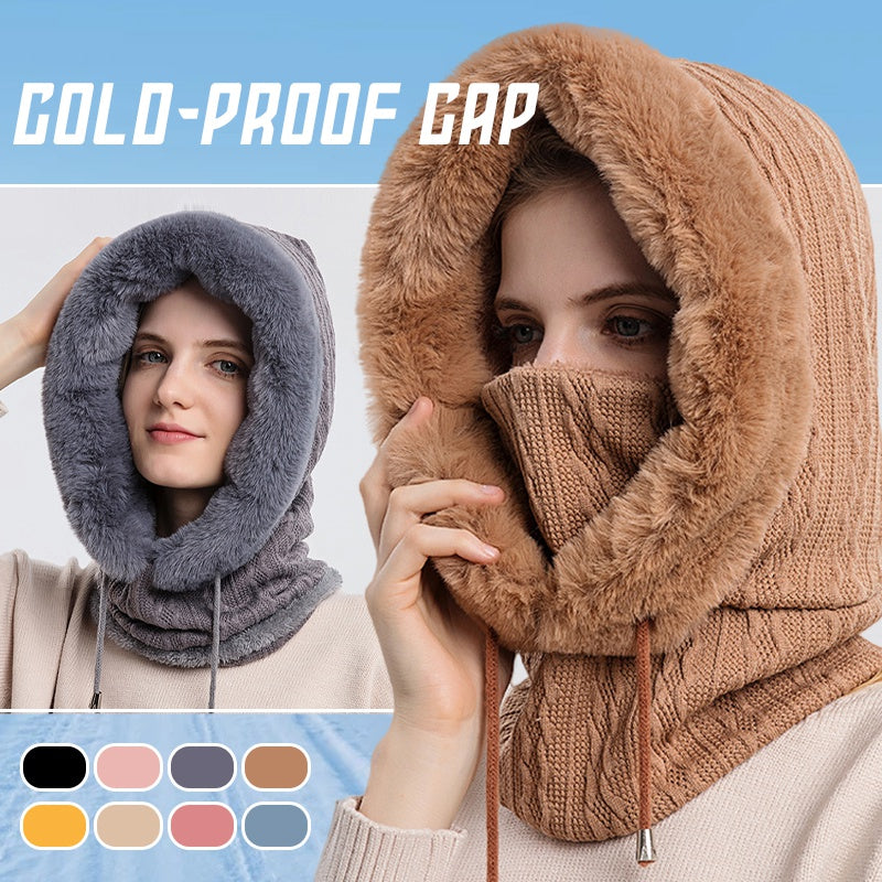 Plush Knit Scarf Hat - front view