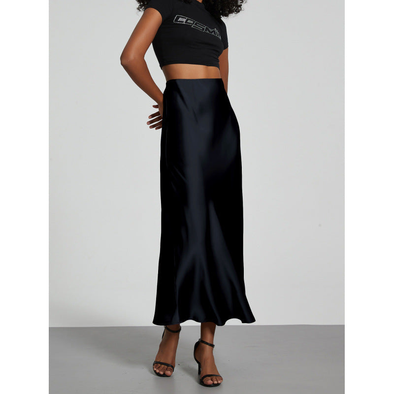 Slim Fit Satin Midi Skirt, view 14