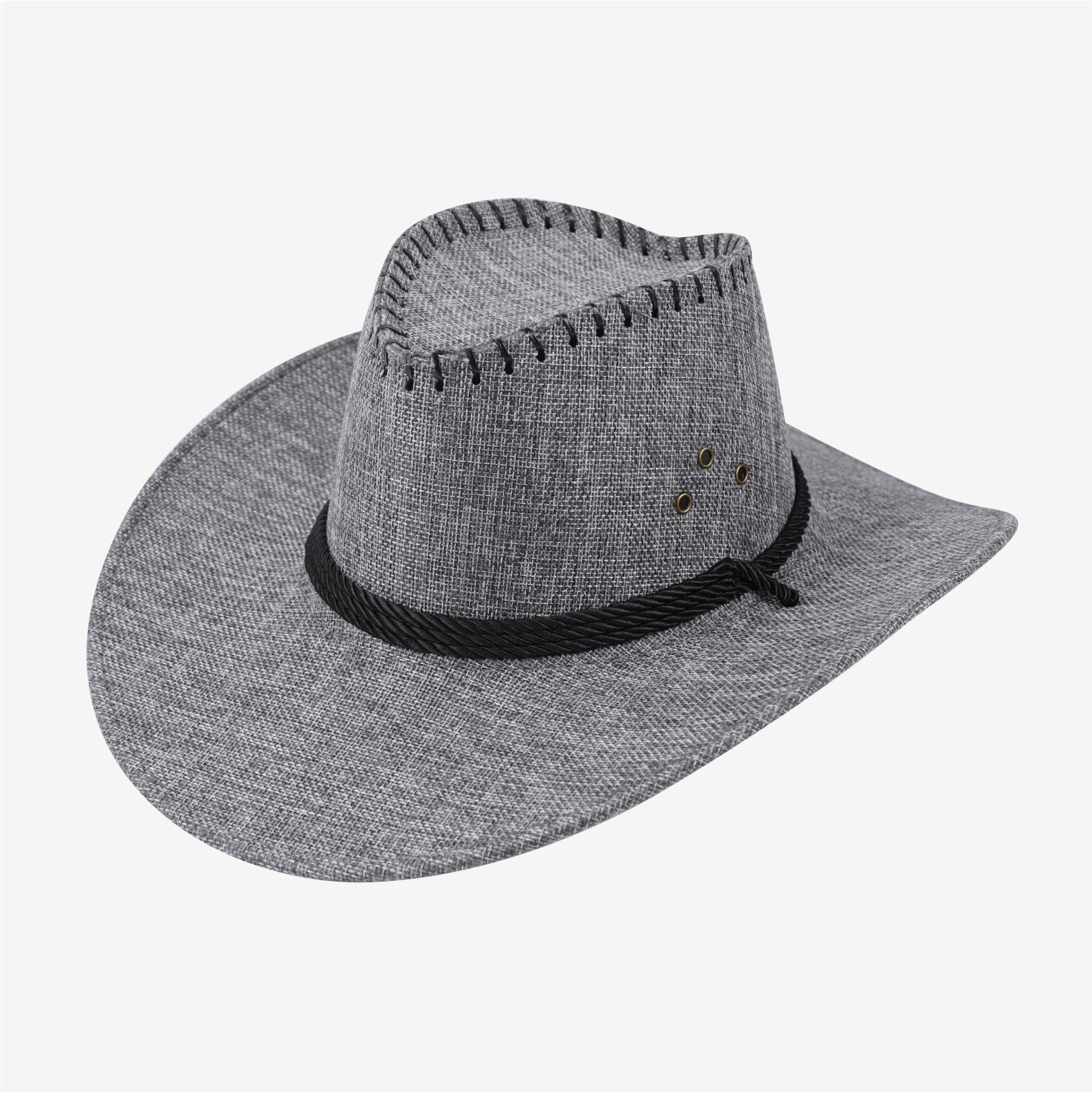 Wide-Brim Western Felt Hat — stitching detail