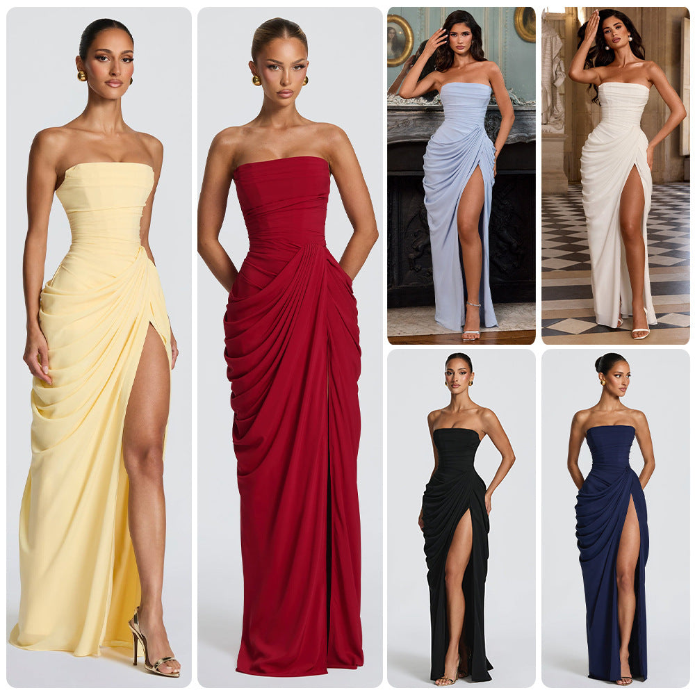 Reverie Strapless Slit Dress - front view