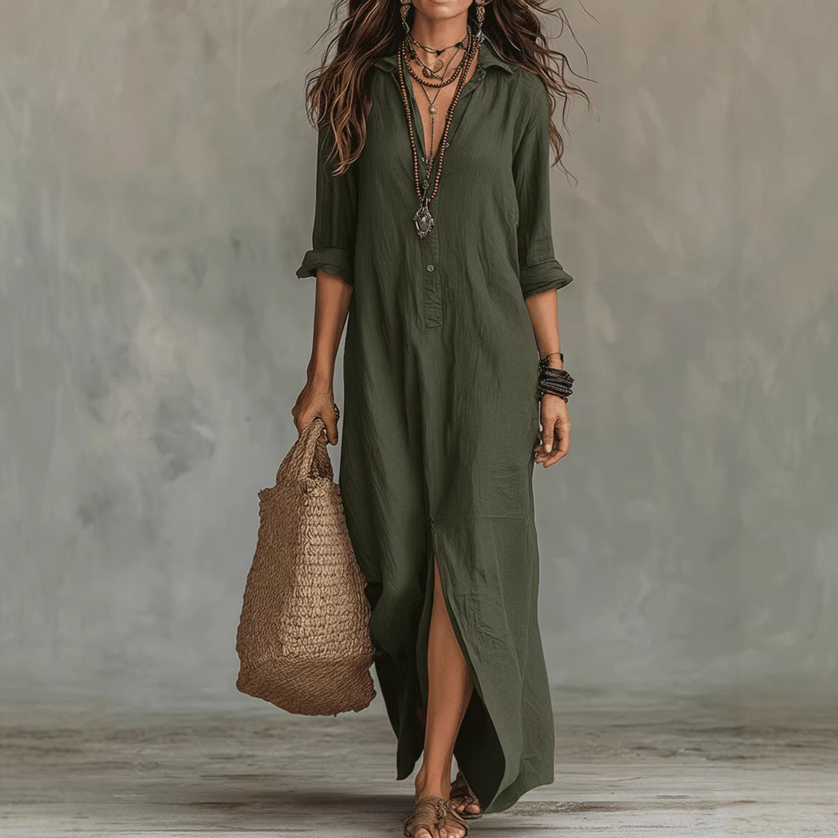 Solstice Lapel Maxi Dress - view 6