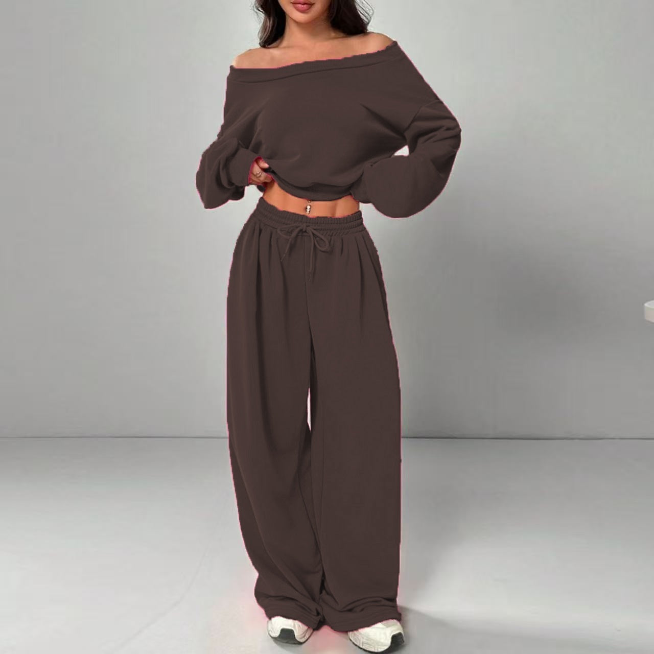 One-Shoulder Knit Two-Piece Set - color options