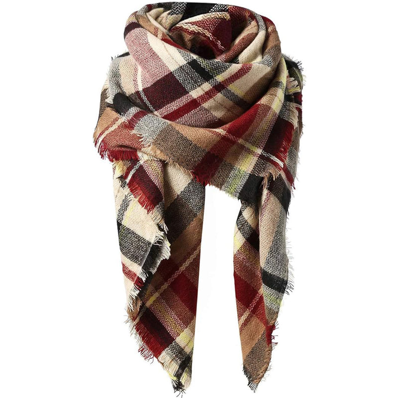 Highland Tartan Blanket Scarf in red plaid, view 3