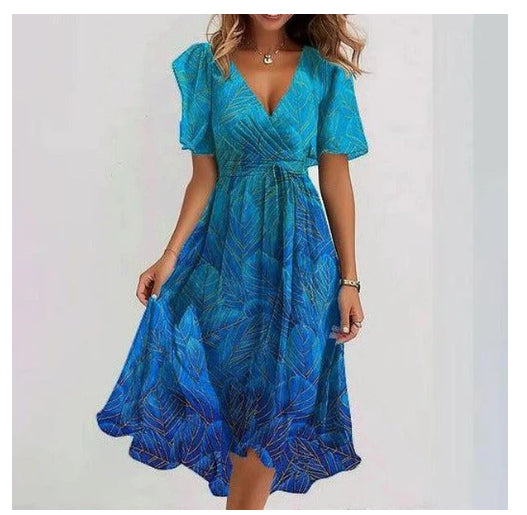 Breezy Chiffon Midi Dress - v-neck detail